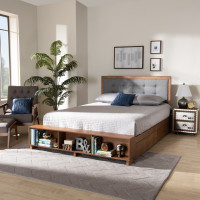 Baxton Studio Cosma-Dark Grey/Ash Walnut-Full Cosma Modern Transitional Ash Walnut Brown Finished Wood 4-Drawer Full Size Platform Storage Bed